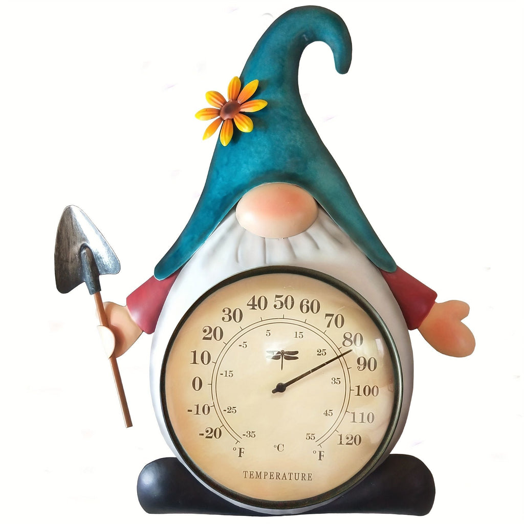 Metal Gnome Thermometer Wall Decor