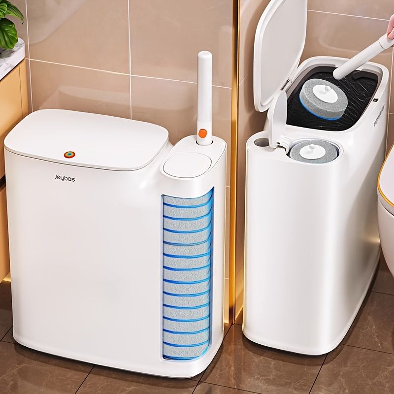 2-in-1 Trash Can with Toilet Brush and Lid