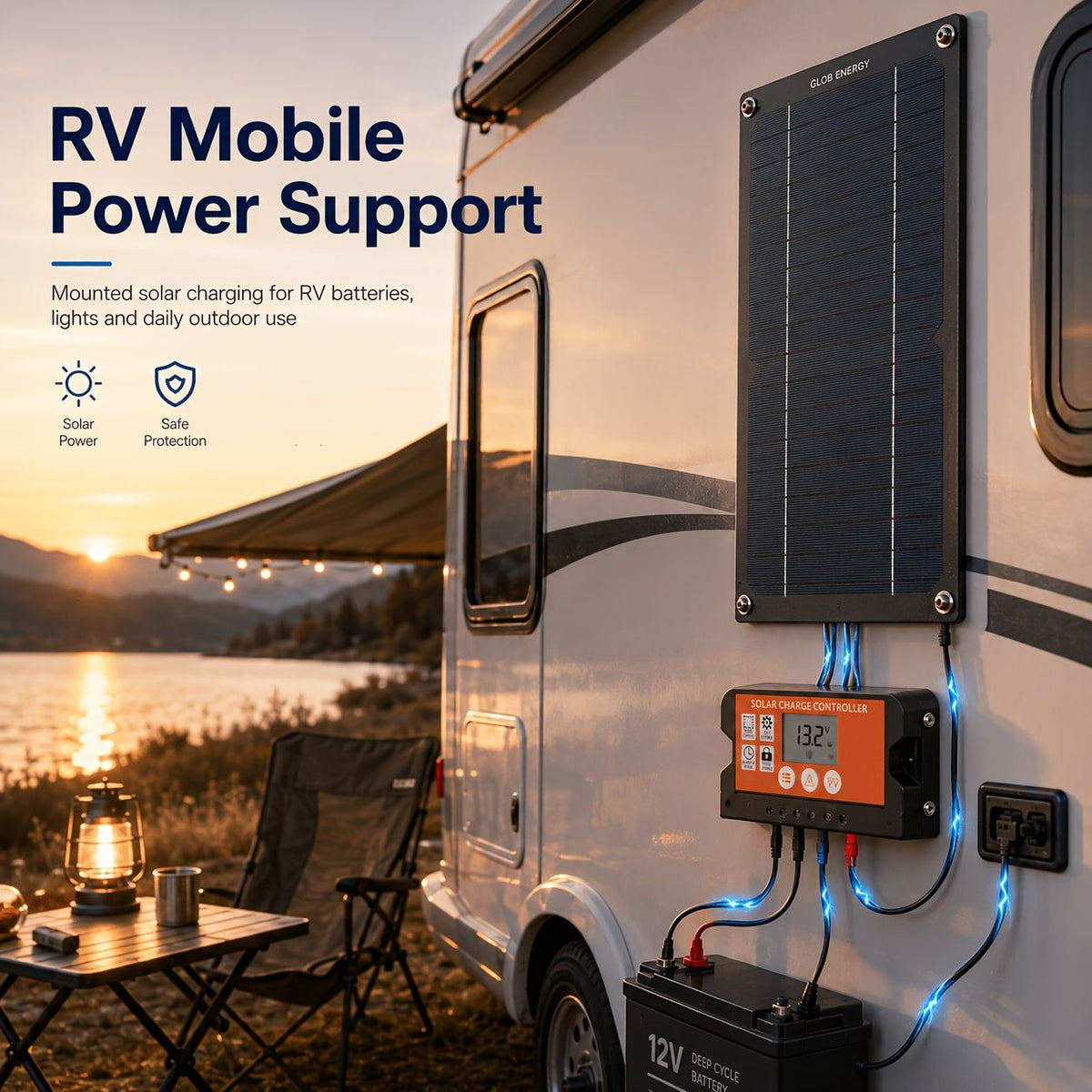Foldable Portable Solar Charging Kit with 100A Controller