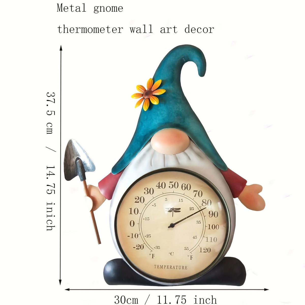 Metal Gnome Thermometer Wall Decor