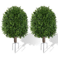 28-Inch Artificial Boxwood Topiary Ball Bush with Ground Spike