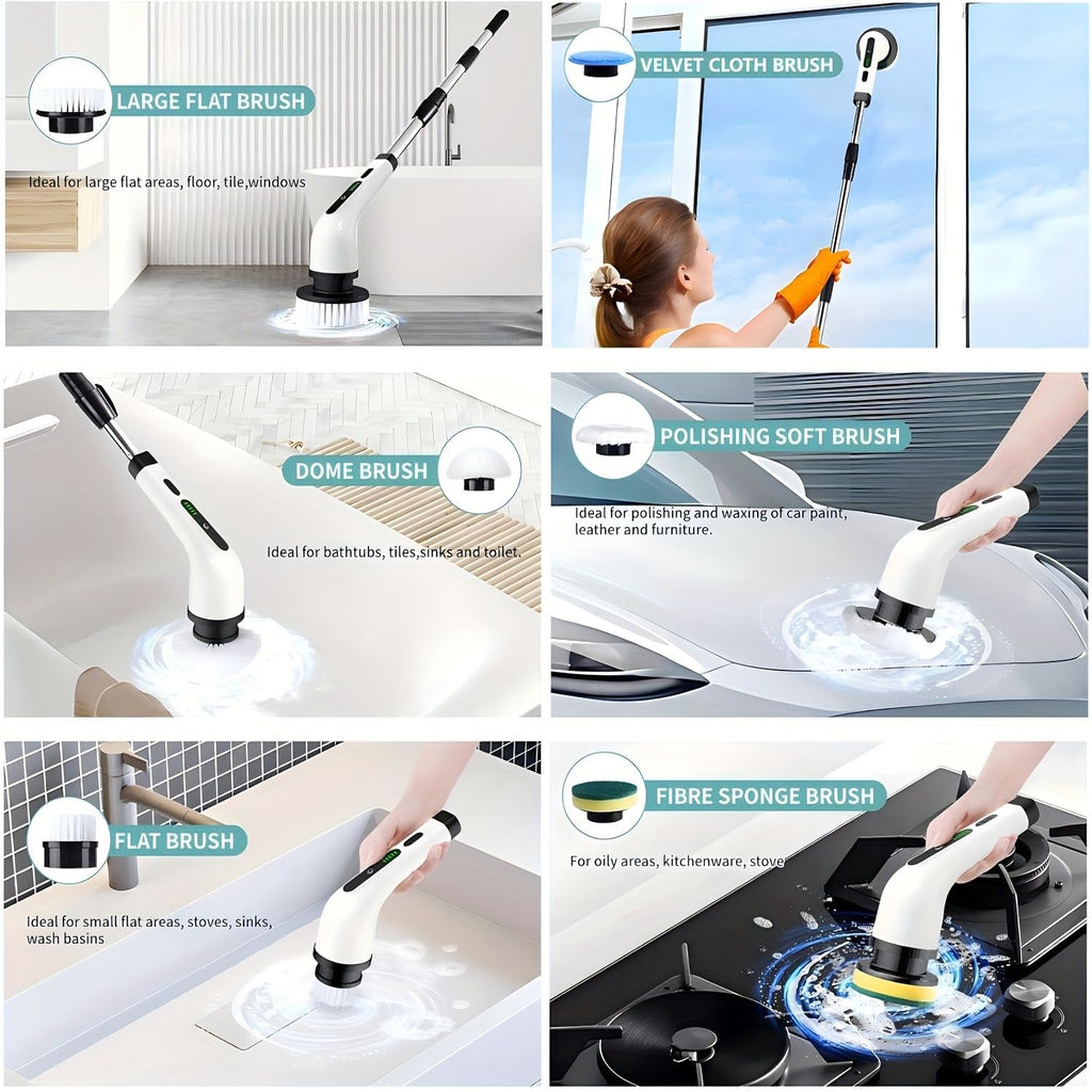 Electric Rotating Cleaning Brush with 9 Brush Heads