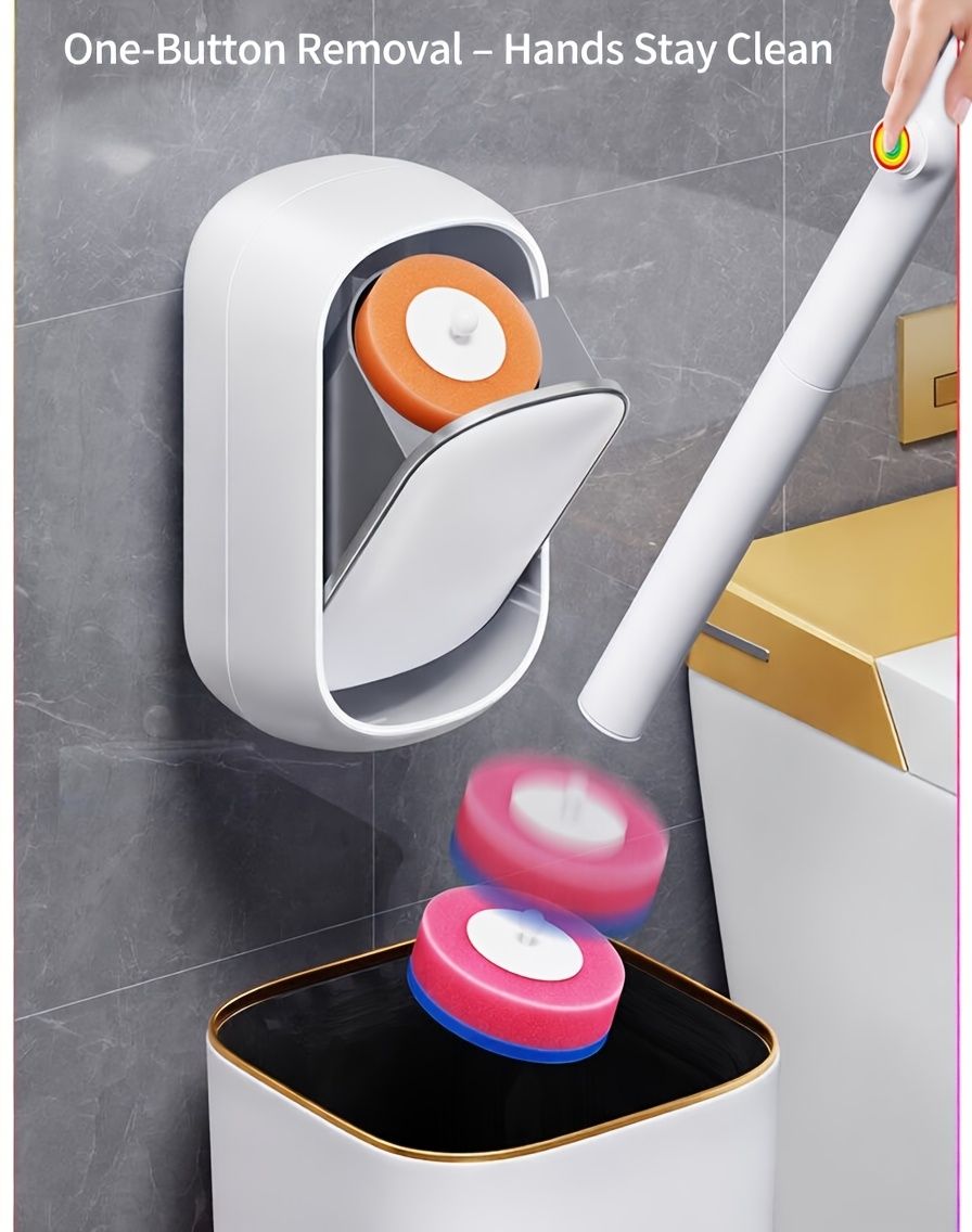 Automatic Opening Toilet Brush System with 28 Refill Heads