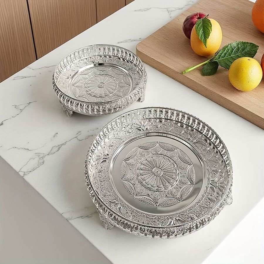 Flower-Shaped Metal Decorative Fruit Bowl and Service Plate