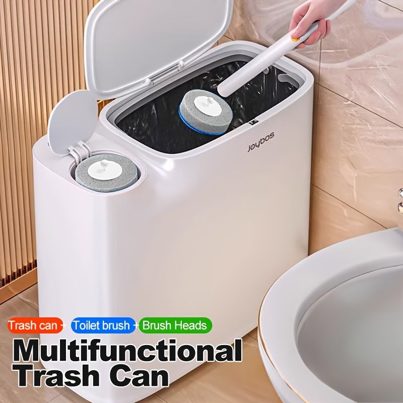 2-in-1 Trash Can with Toilet Brush and Lid