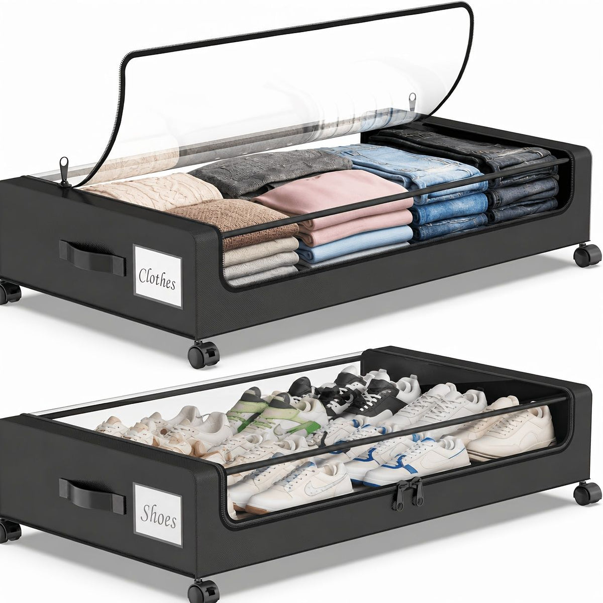 2 Pack Under Bed Storage Wheels 65L