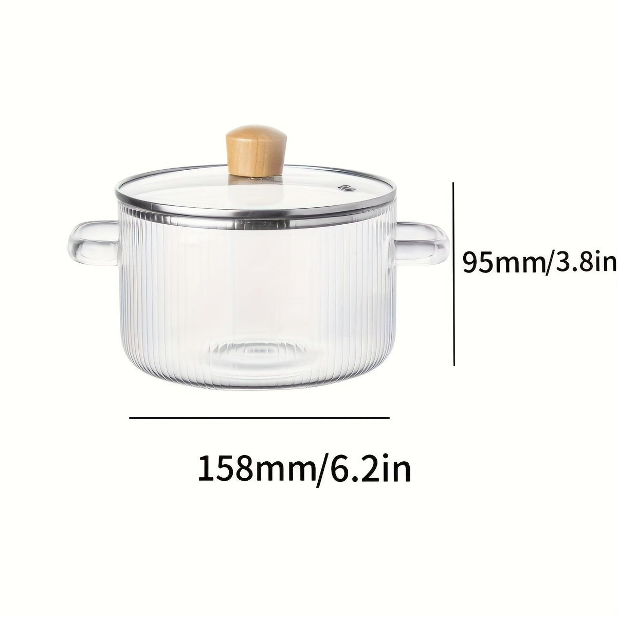 1500ml High Borosilicate Glass Pot with Lid