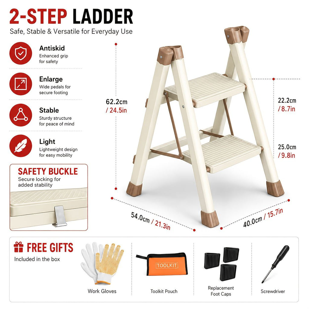 Folding Step Ladder with Anti Slip Wide Pedal