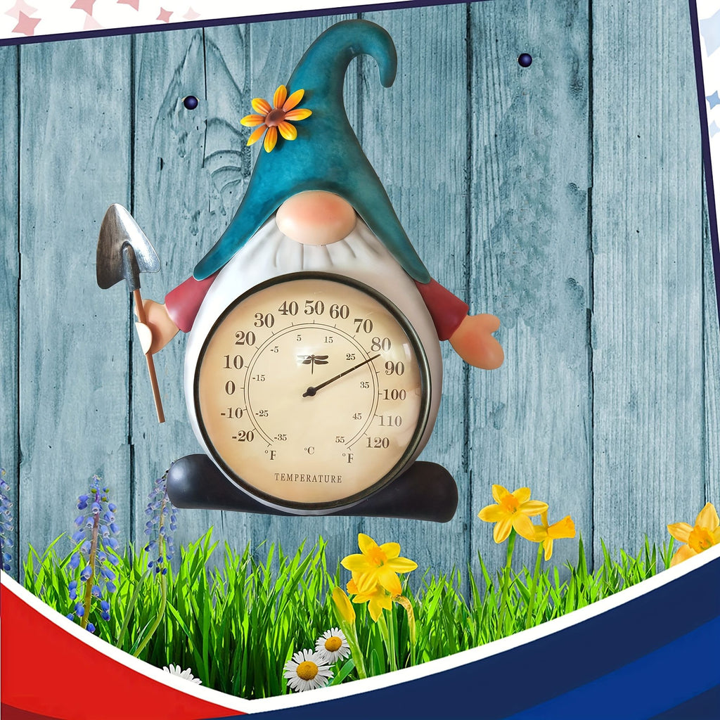 Metal Gnome Thermometer Wall Decor