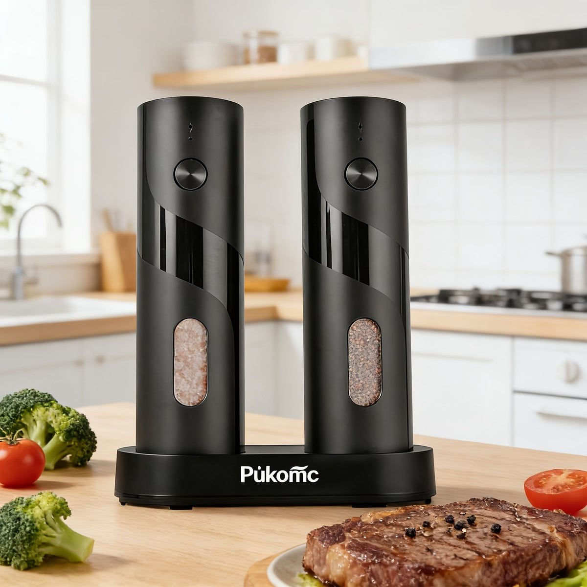 Electric Pepper Grinder Set with Rechargeable Base