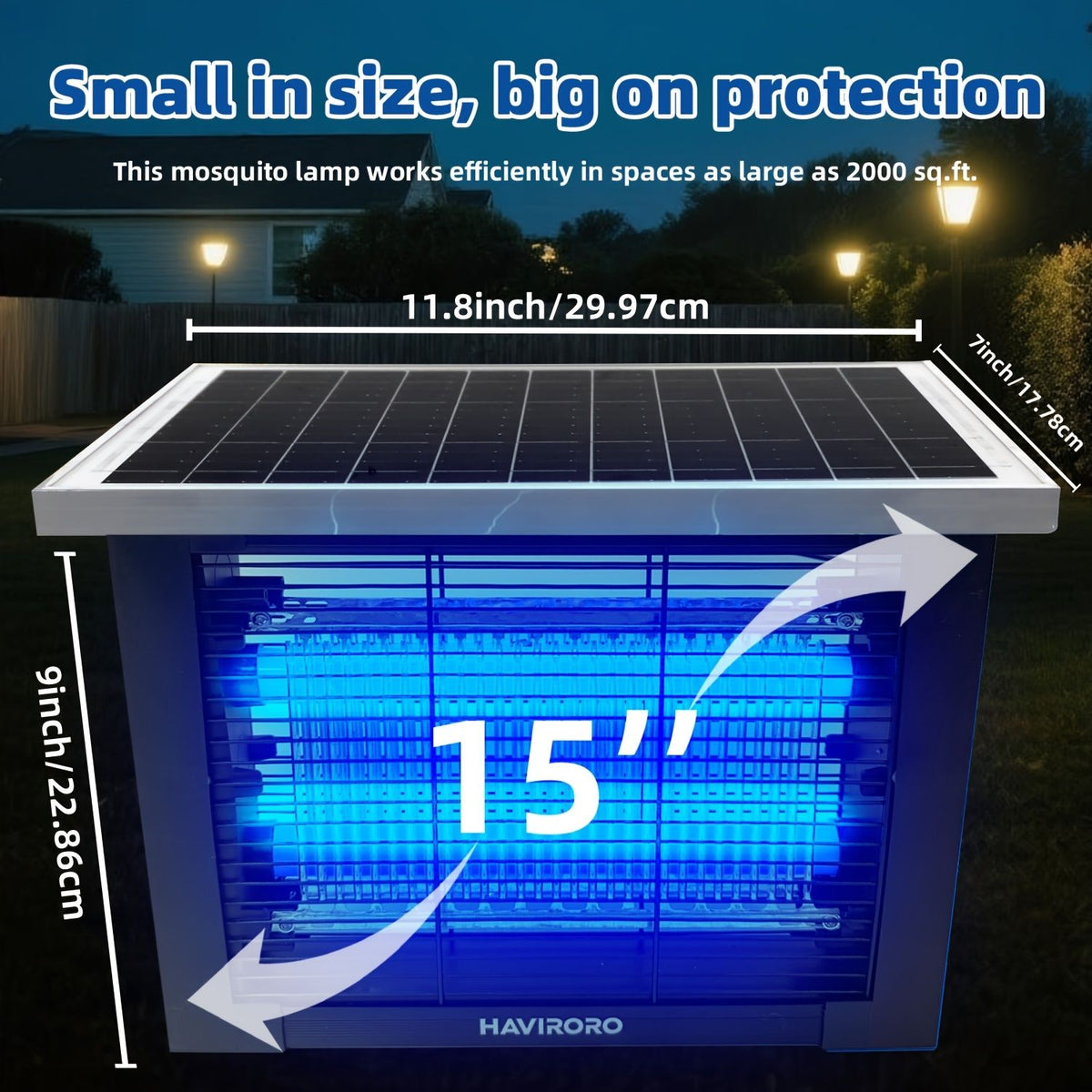 Solar Bug Zapper Outdoor Rechargeable Mosquito Fly Trap