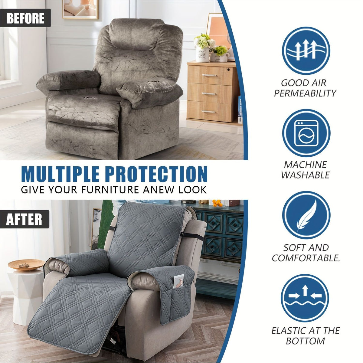 Waterproof Non-Slip Recliner Chair Cover