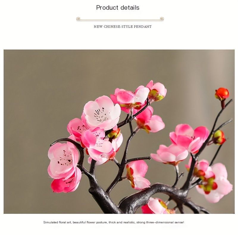 Artificial Plum Blossom Bonsai with Vase and Screen Base