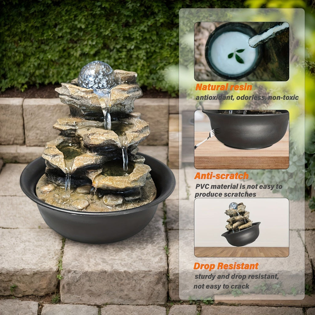 Rock Tabletop Indoor Fountain with LED Lights
