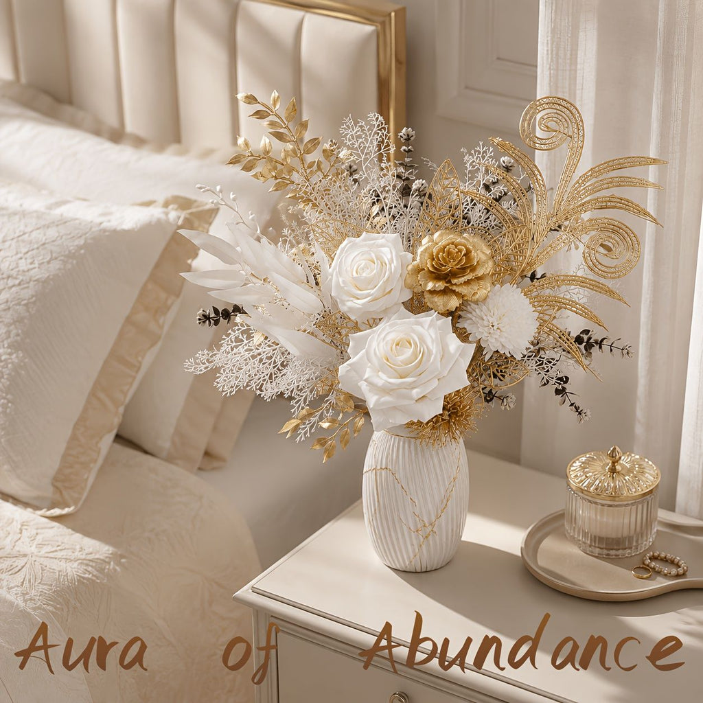 Autumn White and Golden Artificial Flower Bouquet