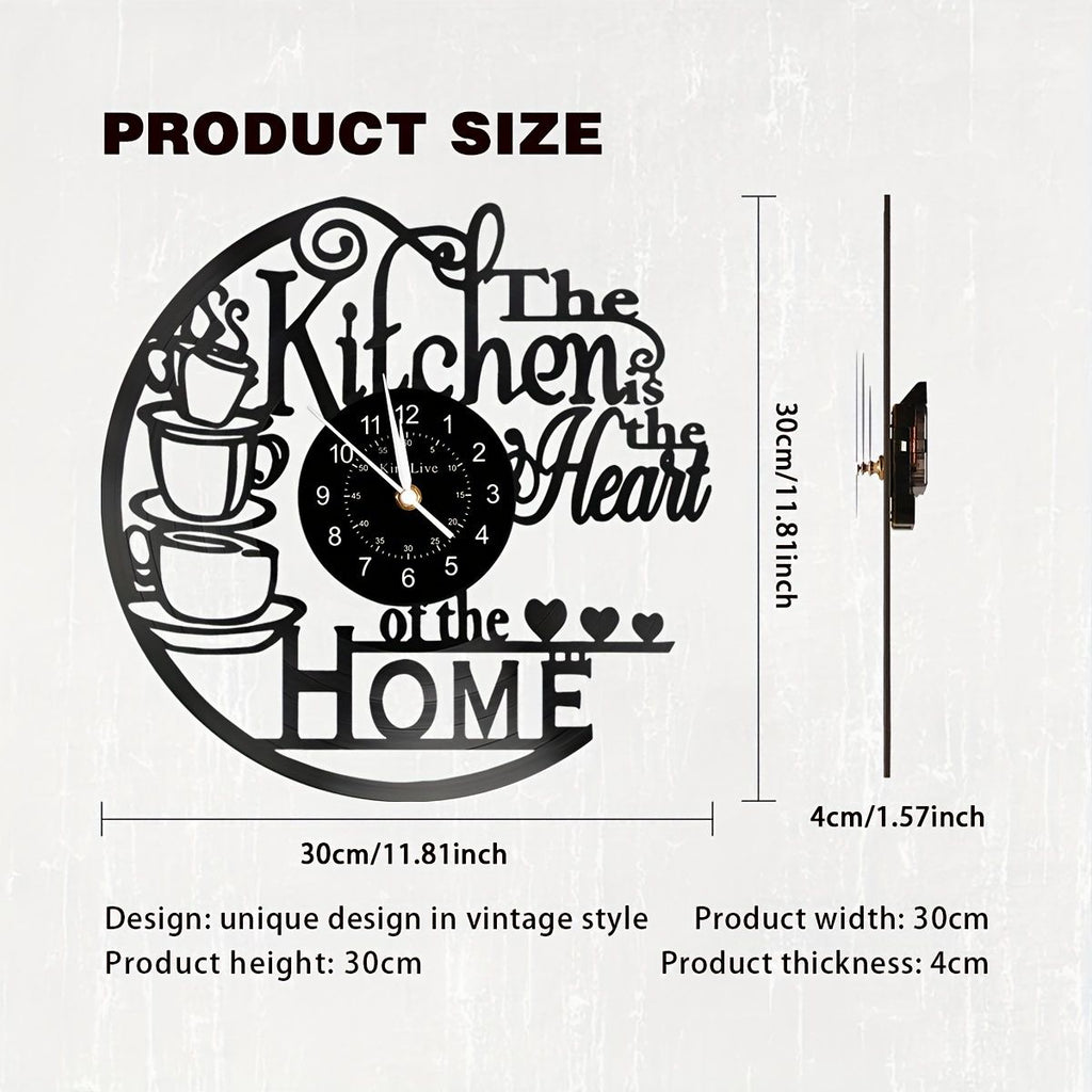 Coffee Cup Vinyl Record Wall Clock Silent Home Decor