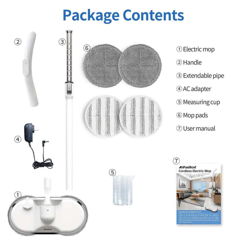 Cordless Electric Spin Mop with Water Sprayer and LED Headlight