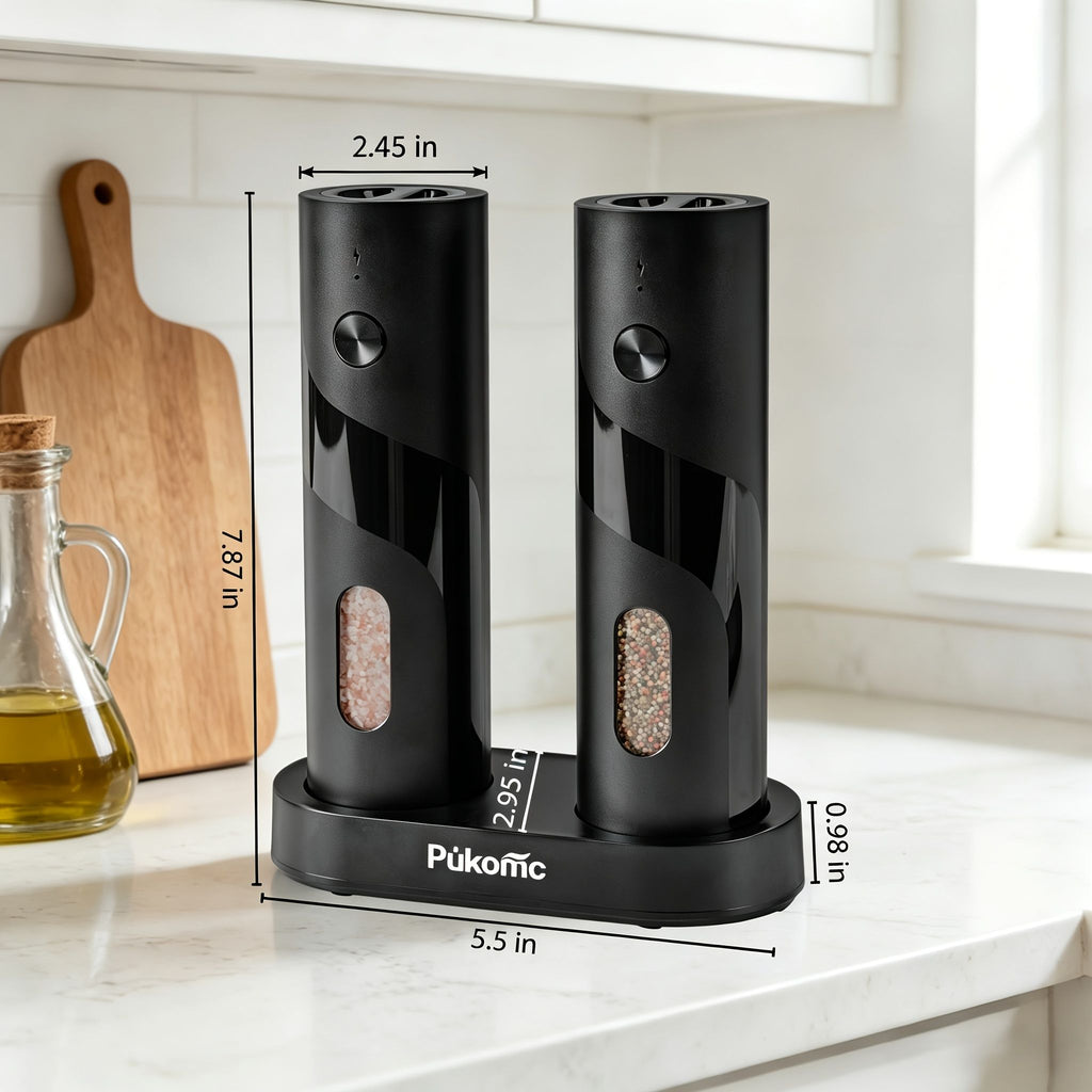 Electric Pepper Grinder Set with Rechargeable Base