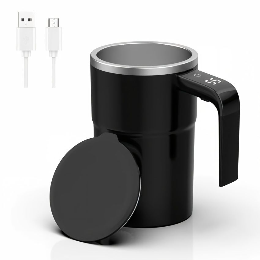 Rechargeable Self-Stirring Mug with LED Temperature Display