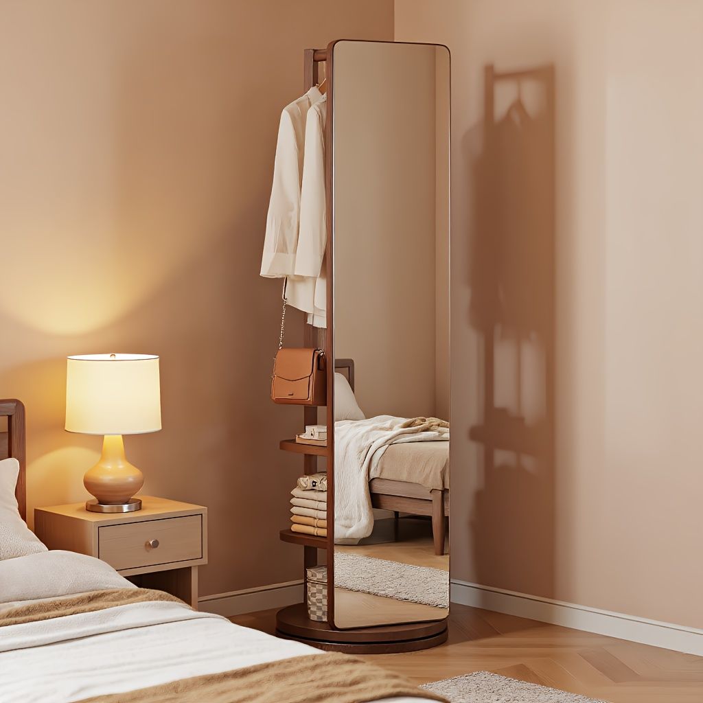 Full-Length Mirror with Coat Rack