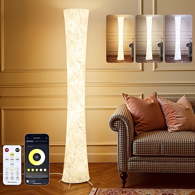 61-Inch Soft Light LED Floor Lamp with White Fabric Shade