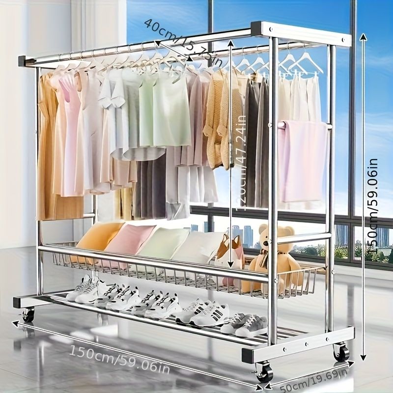 Heavy Duty Stainless Steel Rolling Laundry Drying Rack