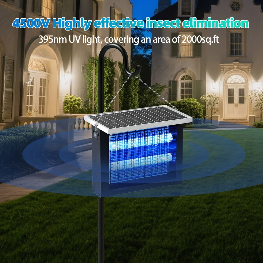 Solar Bug Zapper Outdoor Rechargeable Mosquito Fly Trap