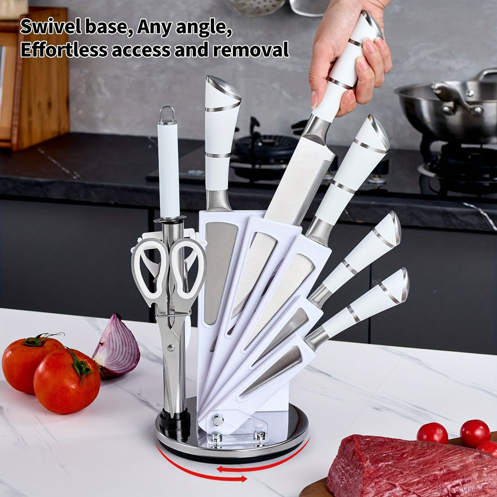9 Piece Kitchen Knife Set with Built-In Sharpener Block
