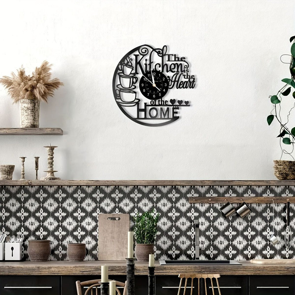 Coffee Cup Vinyl Record Wall Clock Silent Home Decor