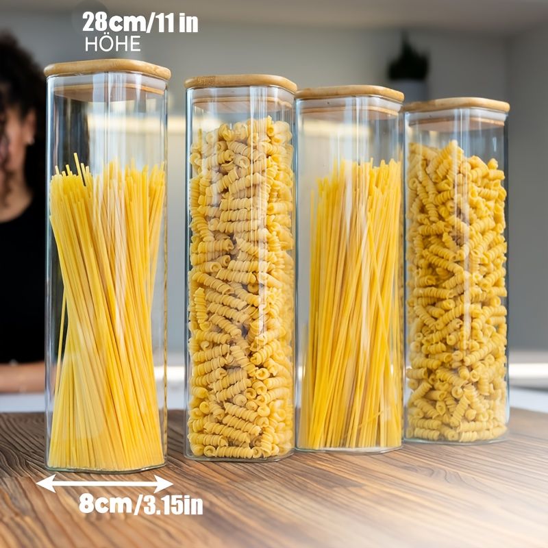 Airtight Borosilicate Glass Pasta Storage Container Set with Flip Lids