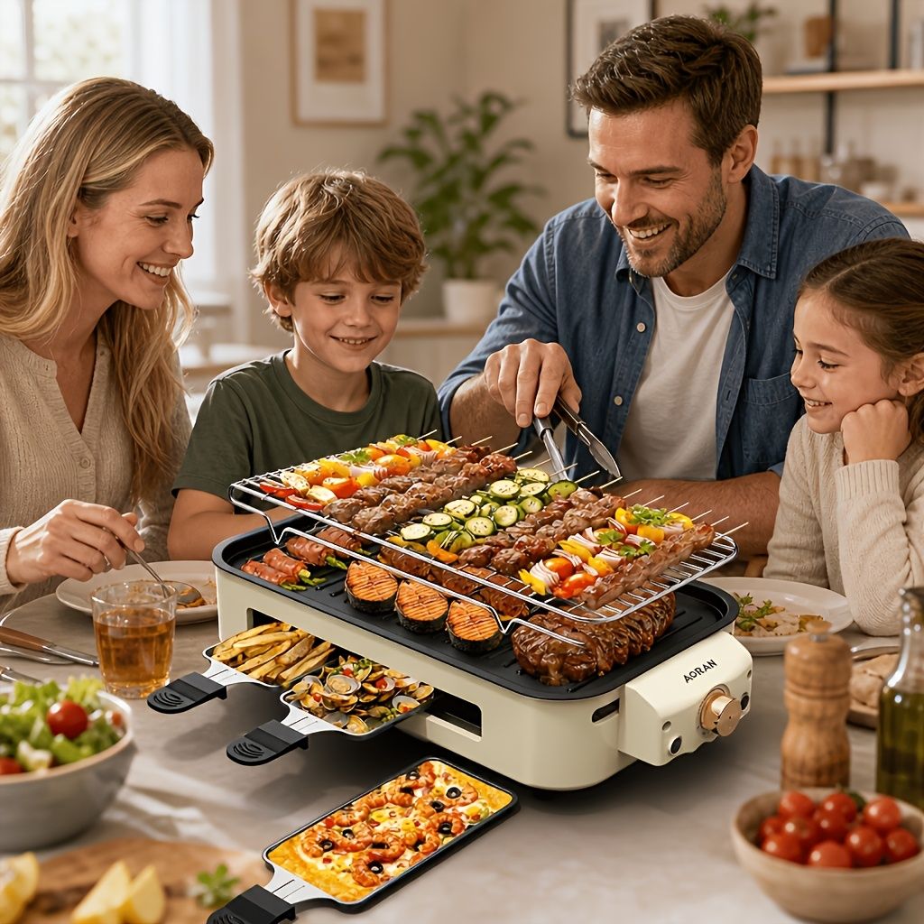 Electric BBQ Grill Nonstick Adjustable Temperature