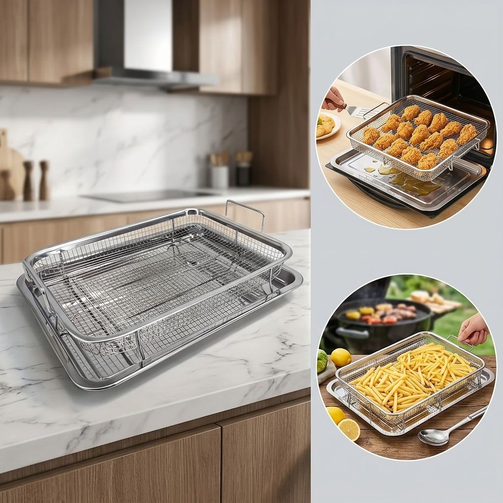 Stainless Steel Oil Drip Tray and Roasting Basket Set