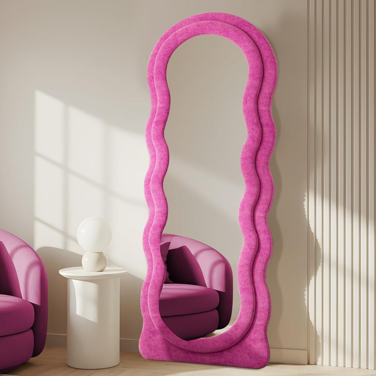 63x24-Inch Arched Flannel Full Length Floor Mirror
