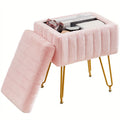 Faux Fur Storage Chair with Metal Legs