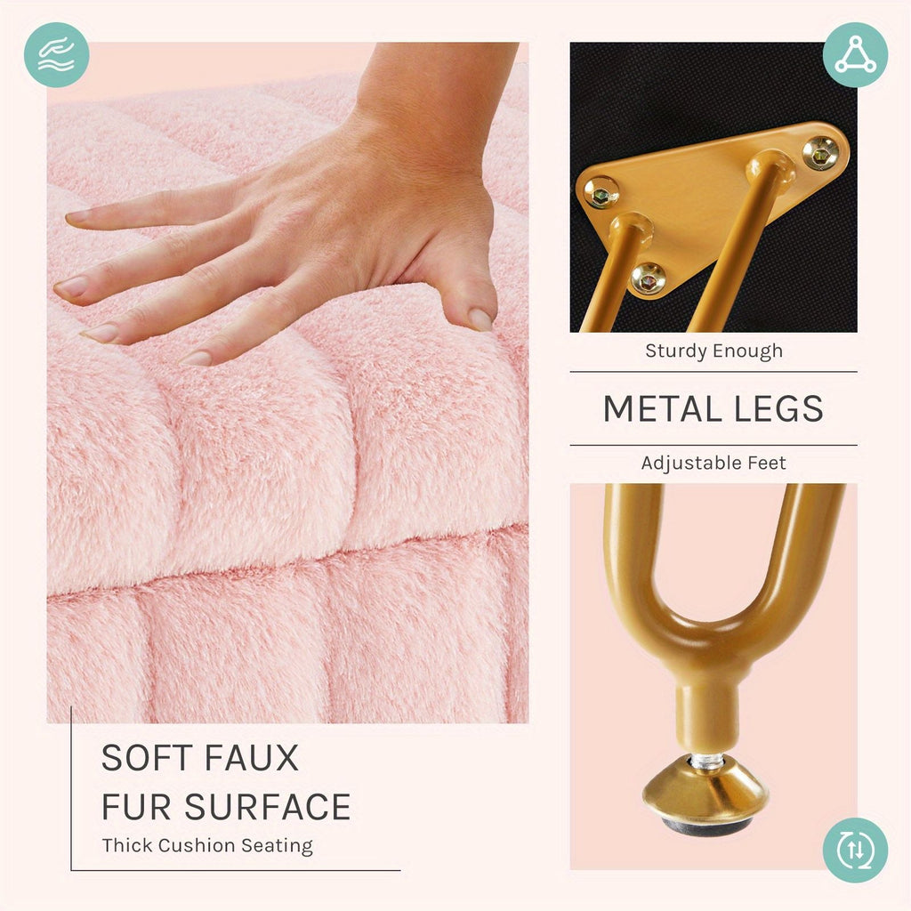 Faux Fur Storage Chair with Metal Legs