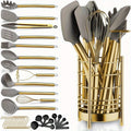 38-Piece Stainless Steel Cooking Utensil Set with Silicone Heads Gold