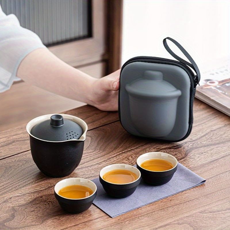 Portable Travel Tea Set with Capsule Storage Bag