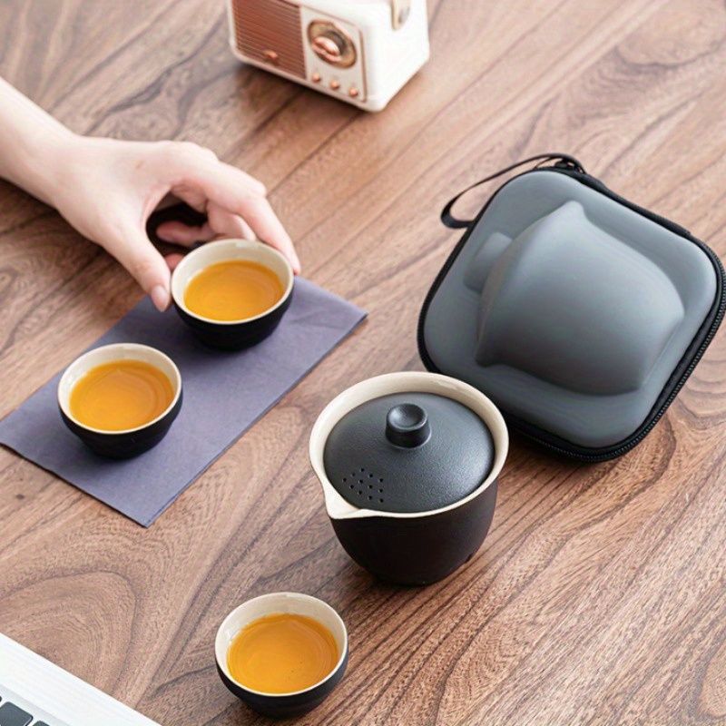 Portable Travel Tea Set with Capsule Storage Bag