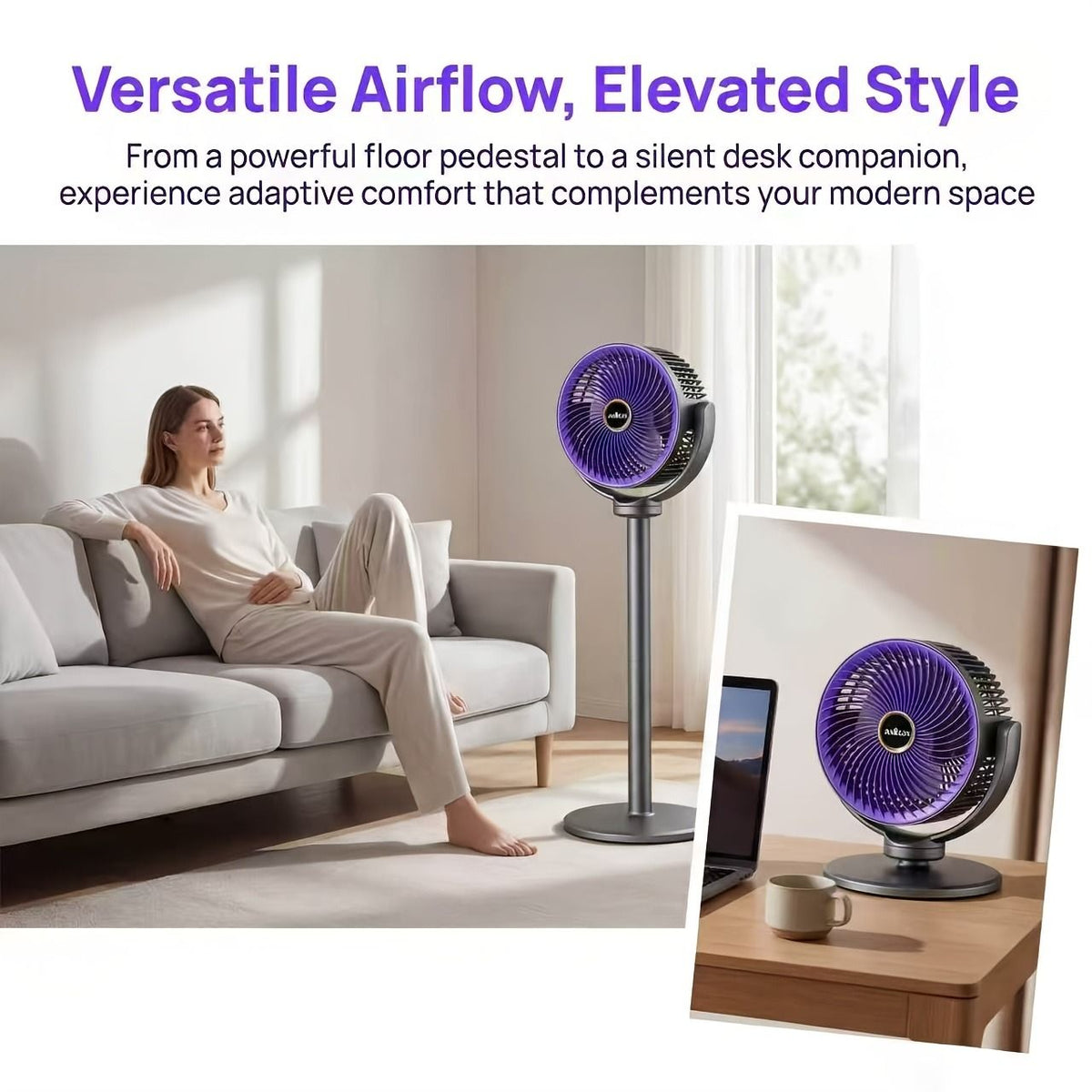 3 in 1 Upright Desktop Fan with 5 Speed Adjustment