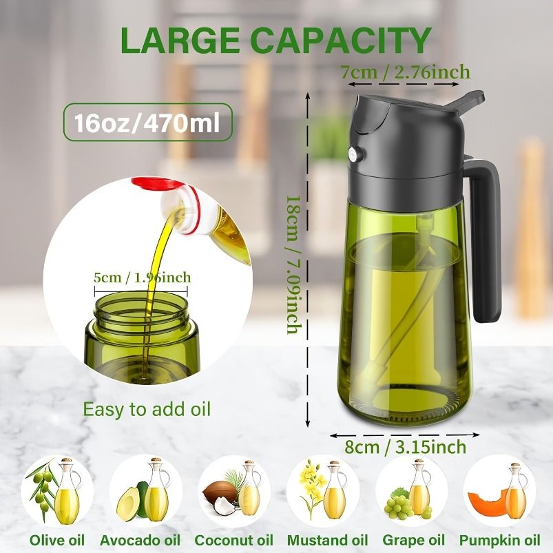 2-in-1 Glass Olive Oil Dispenser Bottle Set