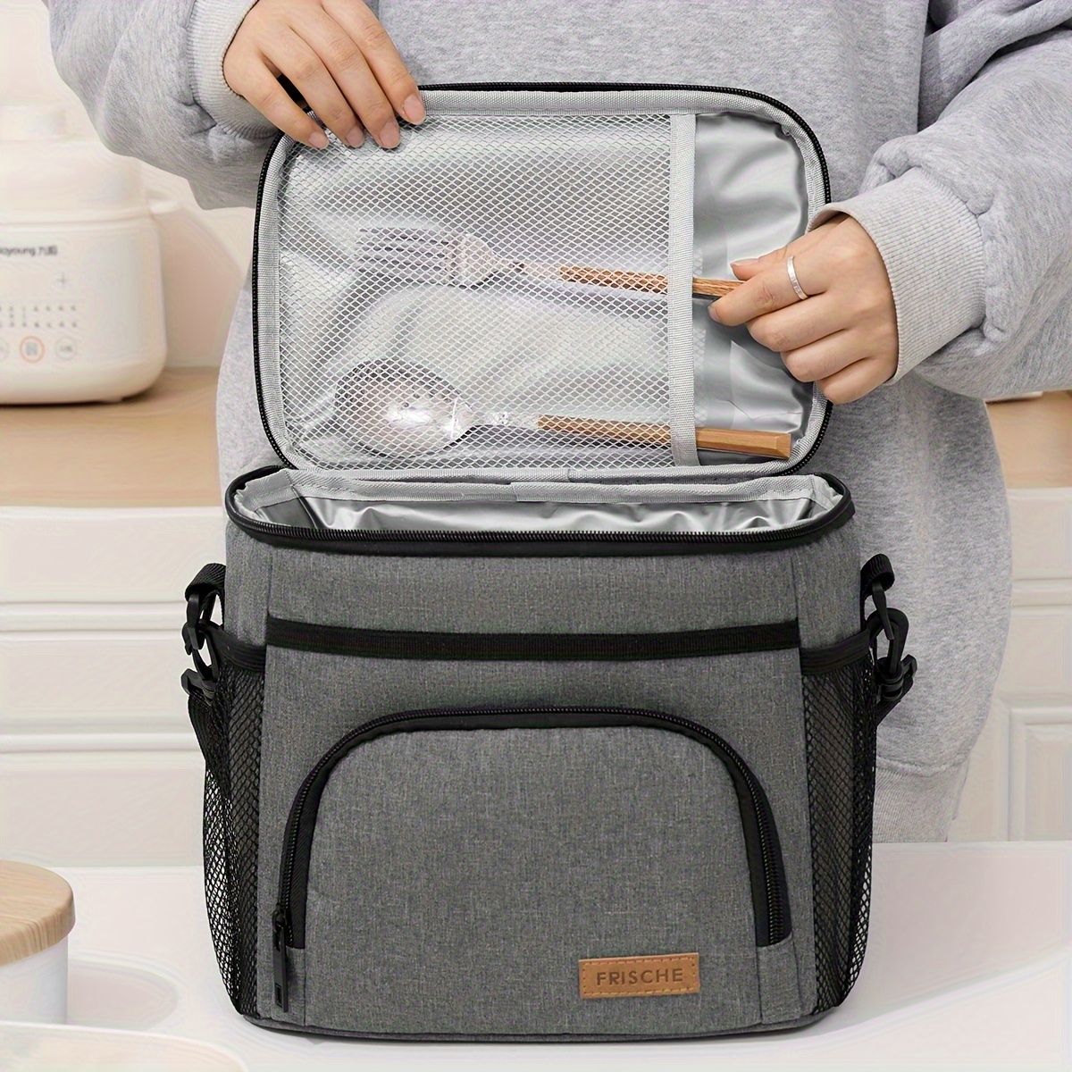 Insulated Lunch Bag Square Bento Cooler Tote