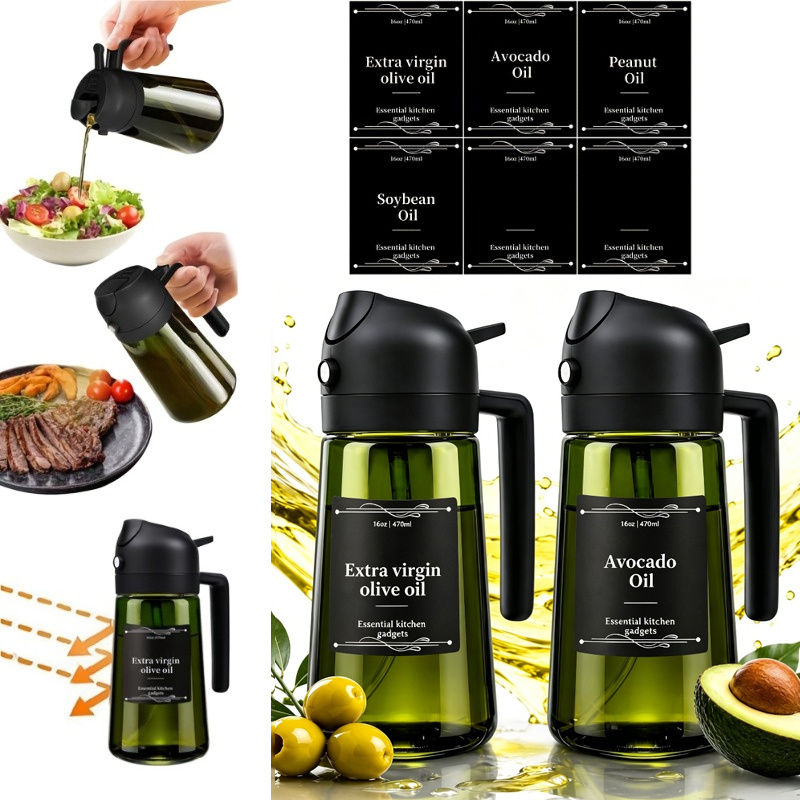 2-in-1 Glass Olive Oil Dispenser Bottle Set