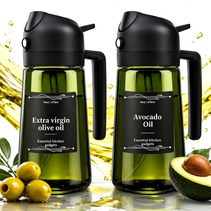 2-in-1 Glass Olive Oil Dispenser Bottle Set