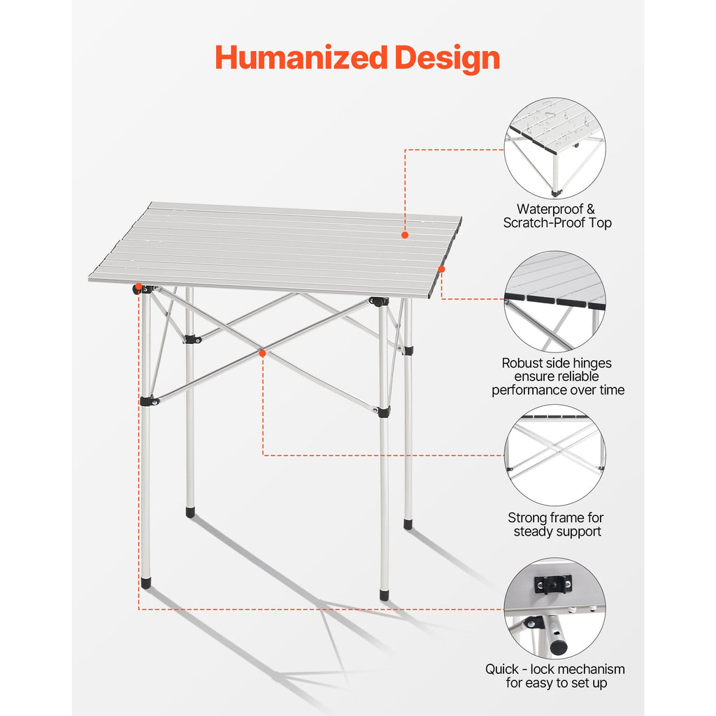 VEVOR Aluminum Folding Camping Table with Carry Bag