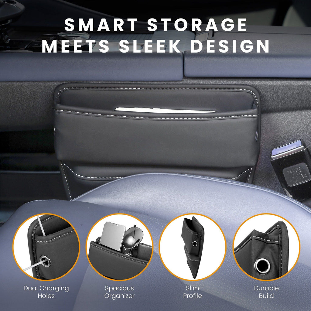 Car Seat Gap Filler Organizer Universal Fit with Charging Holes
