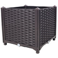 Brown Plastic Self-Watering Raised Garden Bed Planter Box