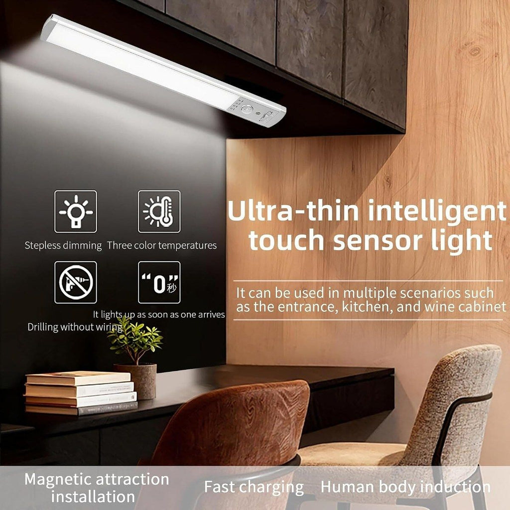 2 Pack Rechargeable LED Under Cabinet Lights with Motion Sensor 10 Inch Magnetic Stick On Closet Light Stepless Dimmable for Kitchen Pantry Wardrobe