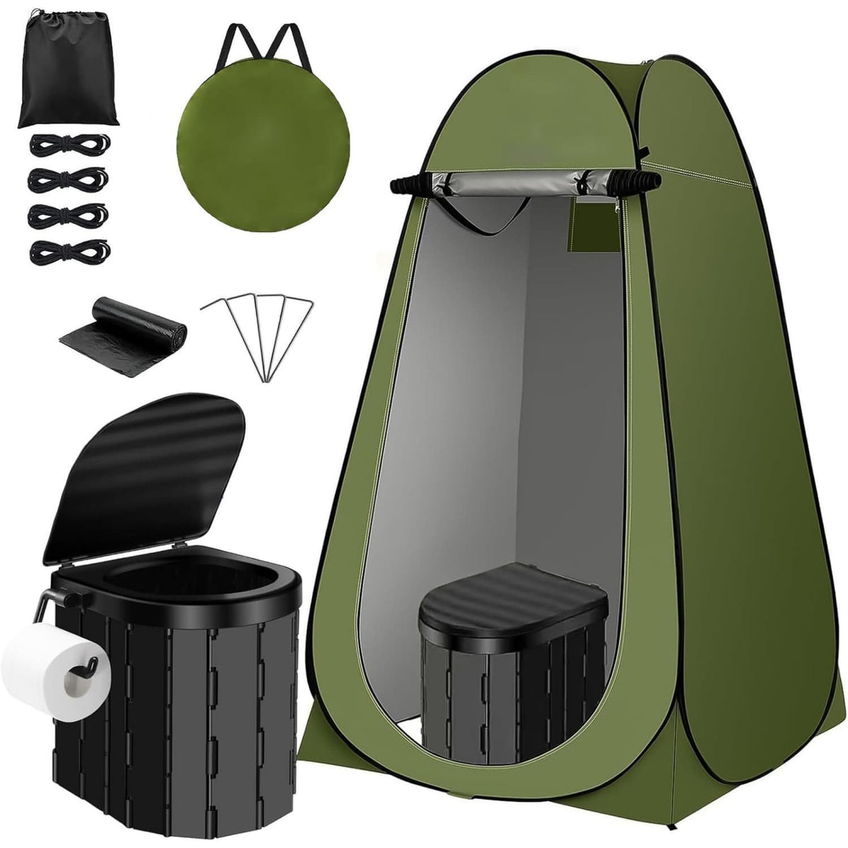 OGETFUUR Portable Toilet Kit with Pop-Up Privacy Tent