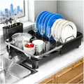 Expandable Stainless Steel Dish Drying Rack with Utensil Holder