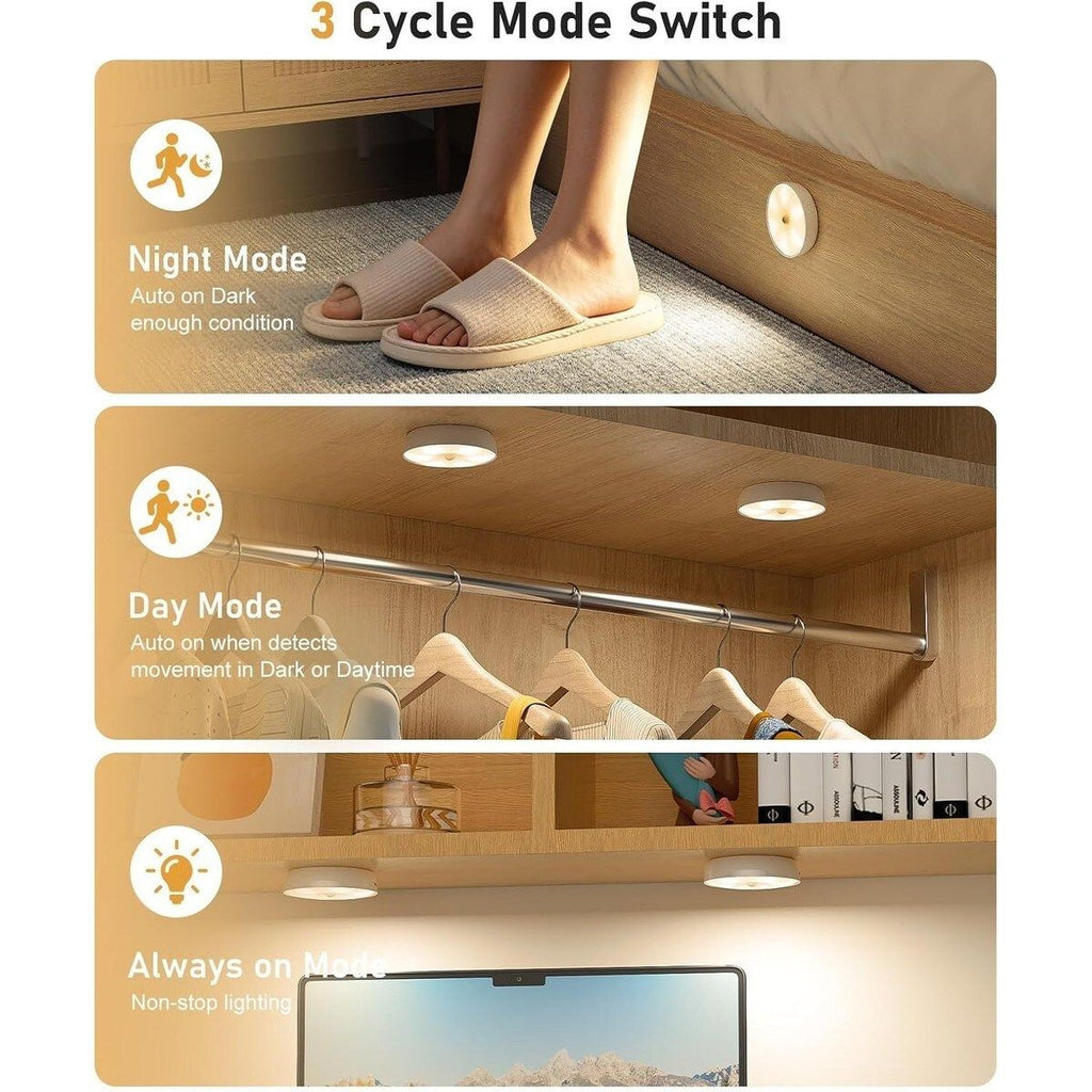 2 Pack Motion Sensor Puck Lights with Remote and Timer
